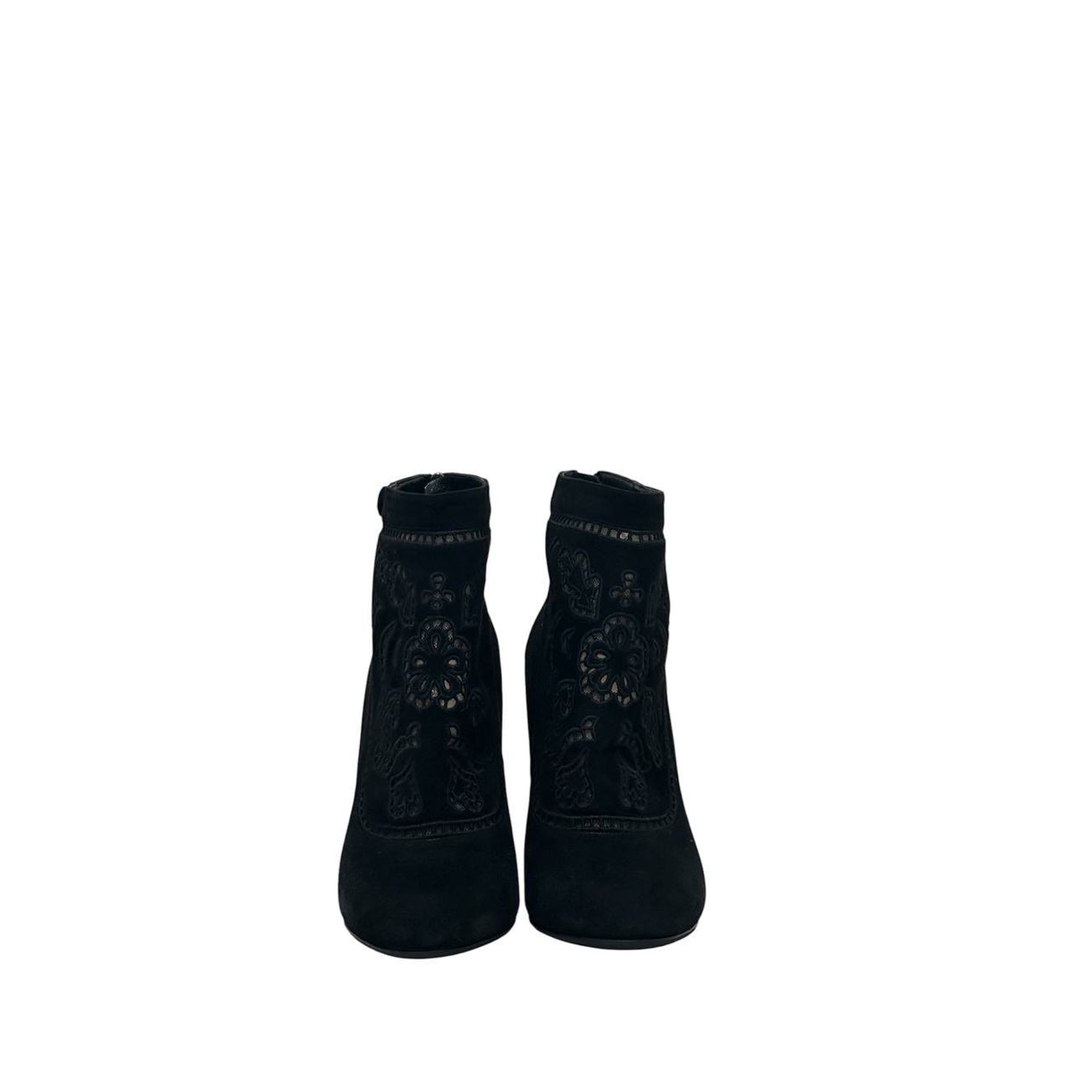 Gucci Black Suede Embroidered Ankle Boots EU 37 Pre-owned