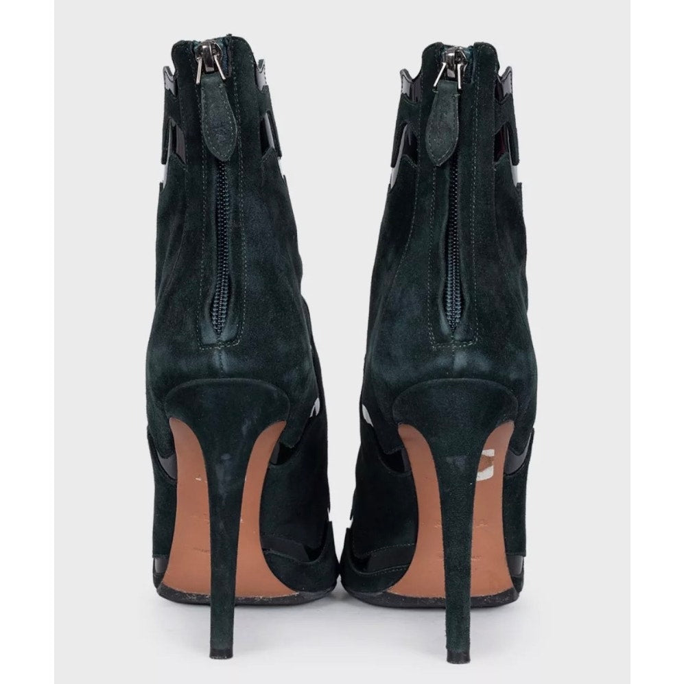 Alaïa Green Suede & Patent Leather Ankle Boots Sz.39 Pre-owned