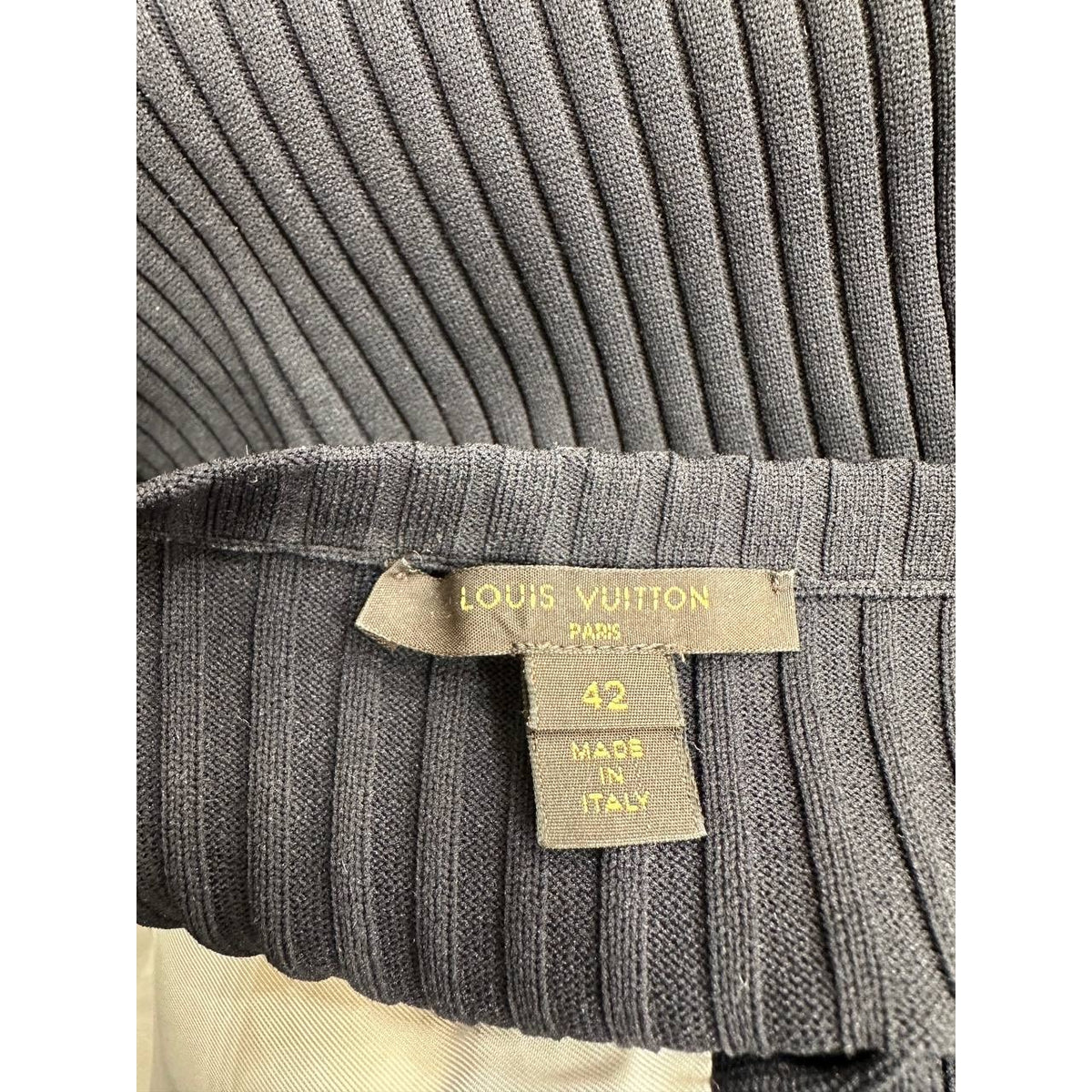 Louis Vuitton Navy & Cream Ribbed Knit Dress, FR 42 Pre-owned