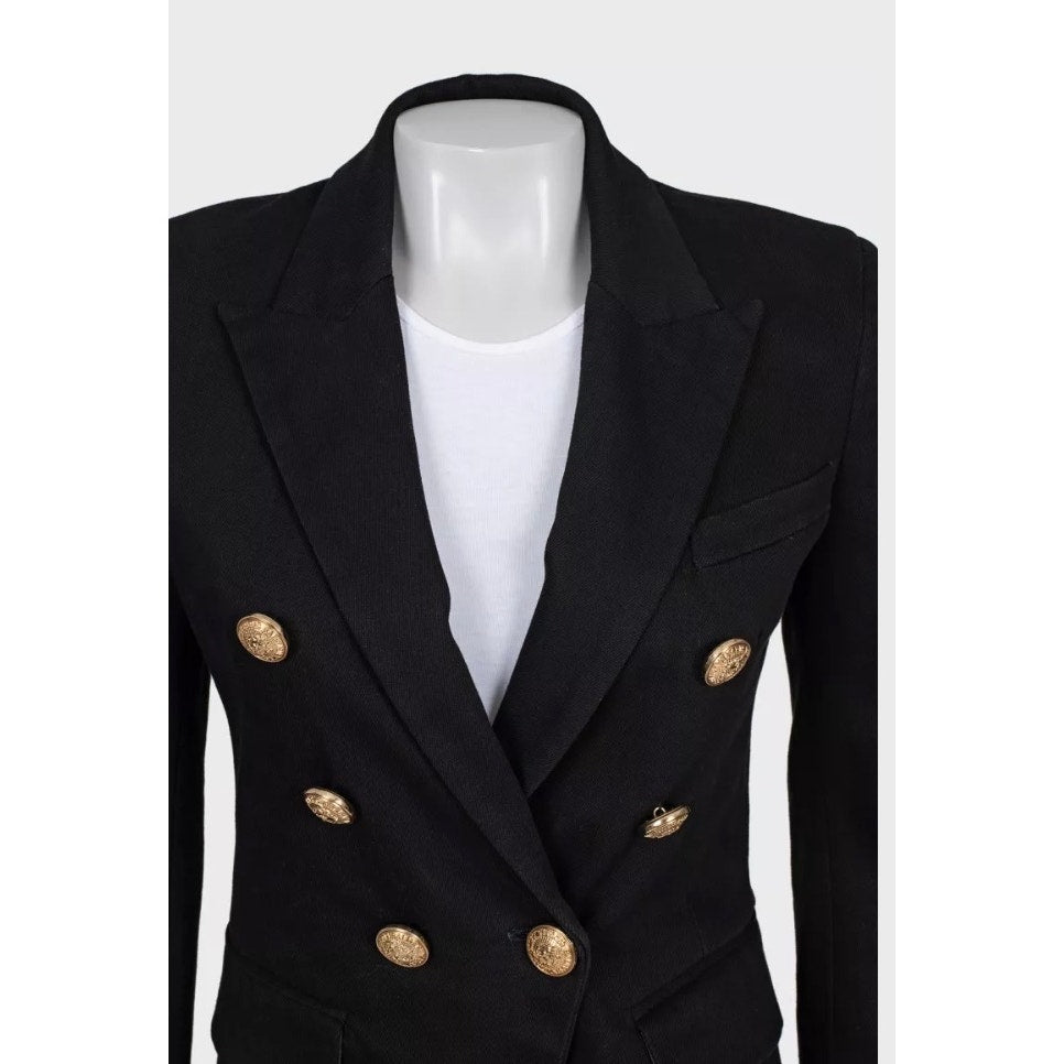 Balmain Black Fitted Jacket with Signature Buttons - FR38 Pre-Owned