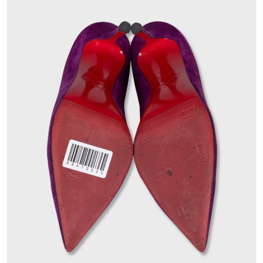 Christian Louboutin Purple Suede Pointed Toe Pumps sz.37.5 Pre-owned