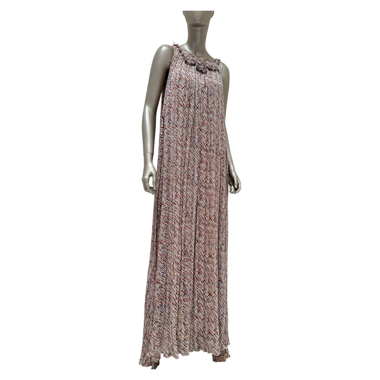 Chanel 2010 Silk Art Print Maxi Dress Sz.36 Pre-owned