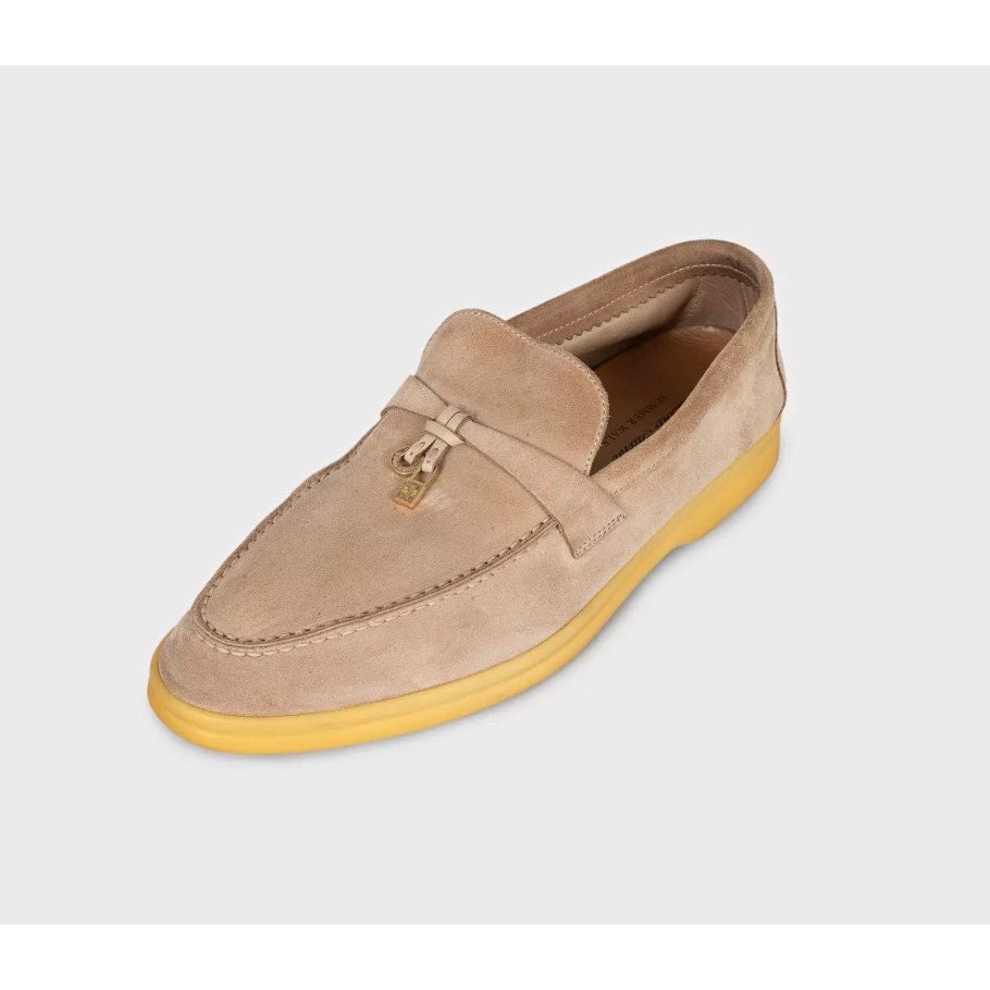 Loro Piana Summer Charms Walk Beige Suede Loafers Sz. 40 pre-owned