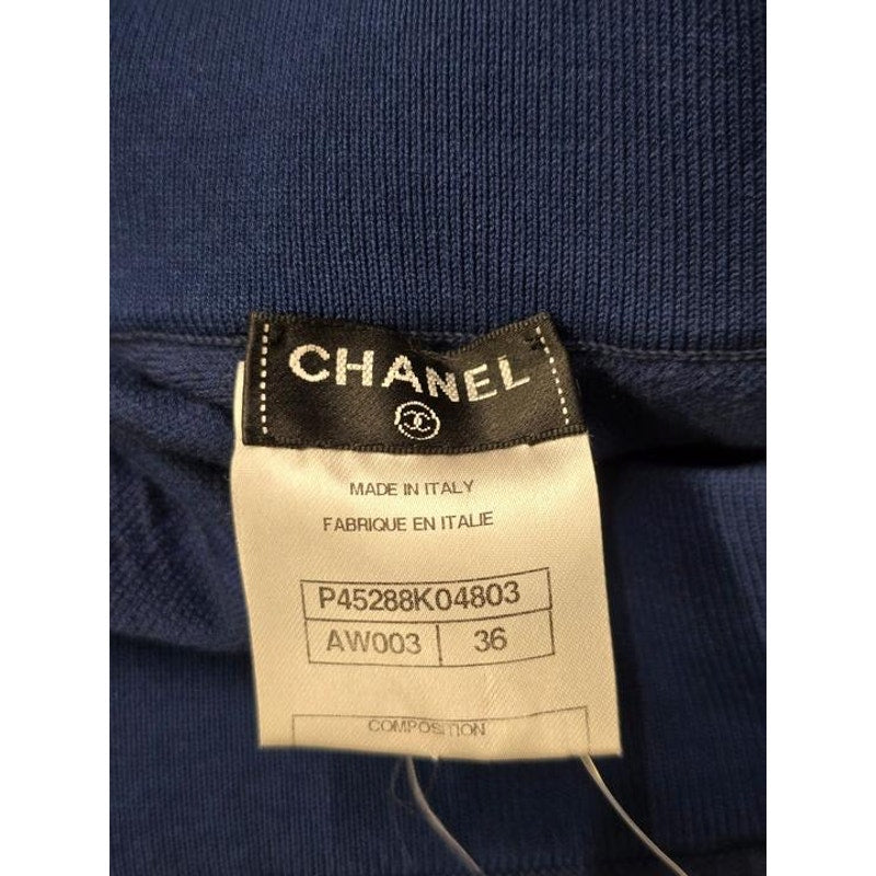 NWOT Chanel Blue Textured Knit Skirt - Elegant & Chic FR 36 Pre-owned
