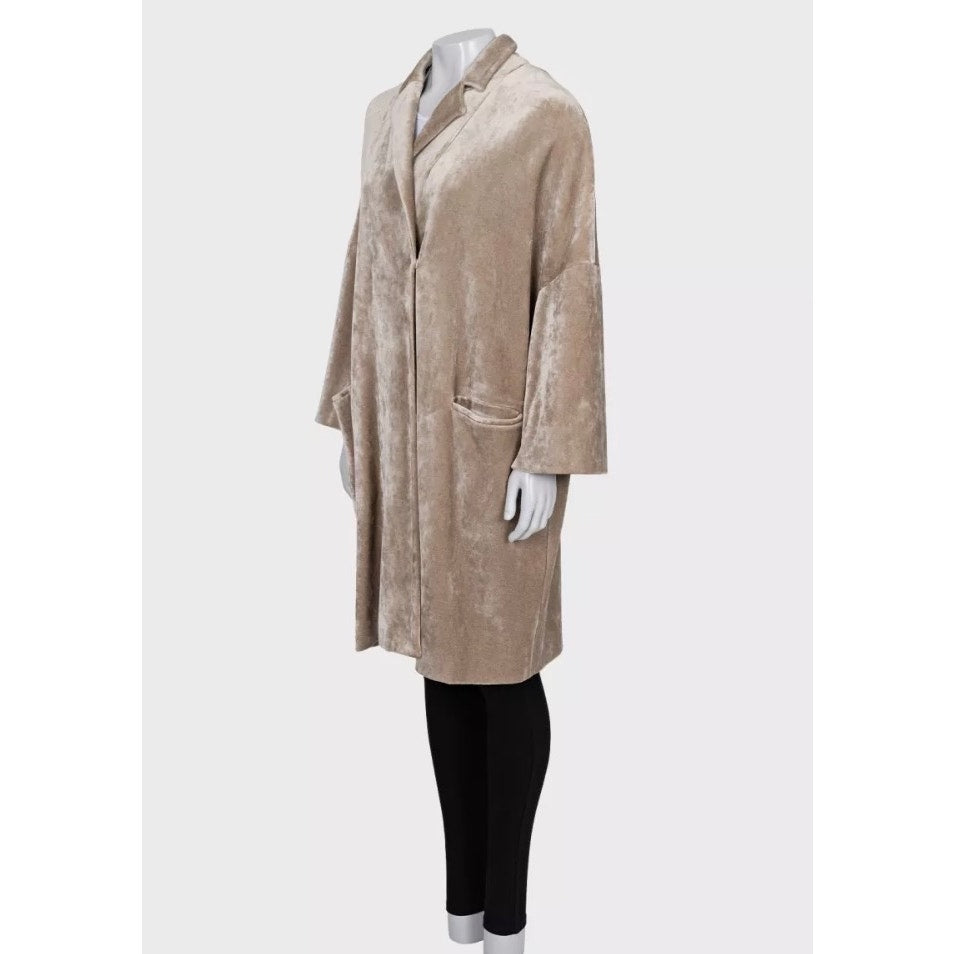 Brunello Cucinelli Beige Velvet Snap Cardigan - IT 42/M  Pre-owned