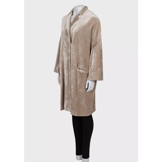 Brunello Cucinelli Beige Velvet Snap Cardigan - IT 42/M  Pre-owned