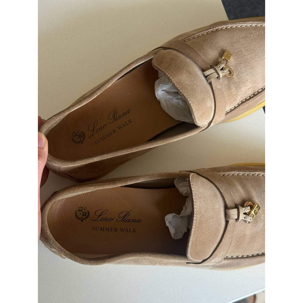 Loro Piana Summer Charms Walk Beige Suede Loafers Sz. 40 pre-owned