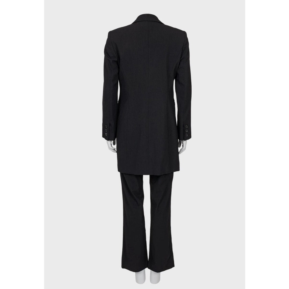 Gianfranco Ferre Black Striped Wool Suit Sz.42/L pre-owned