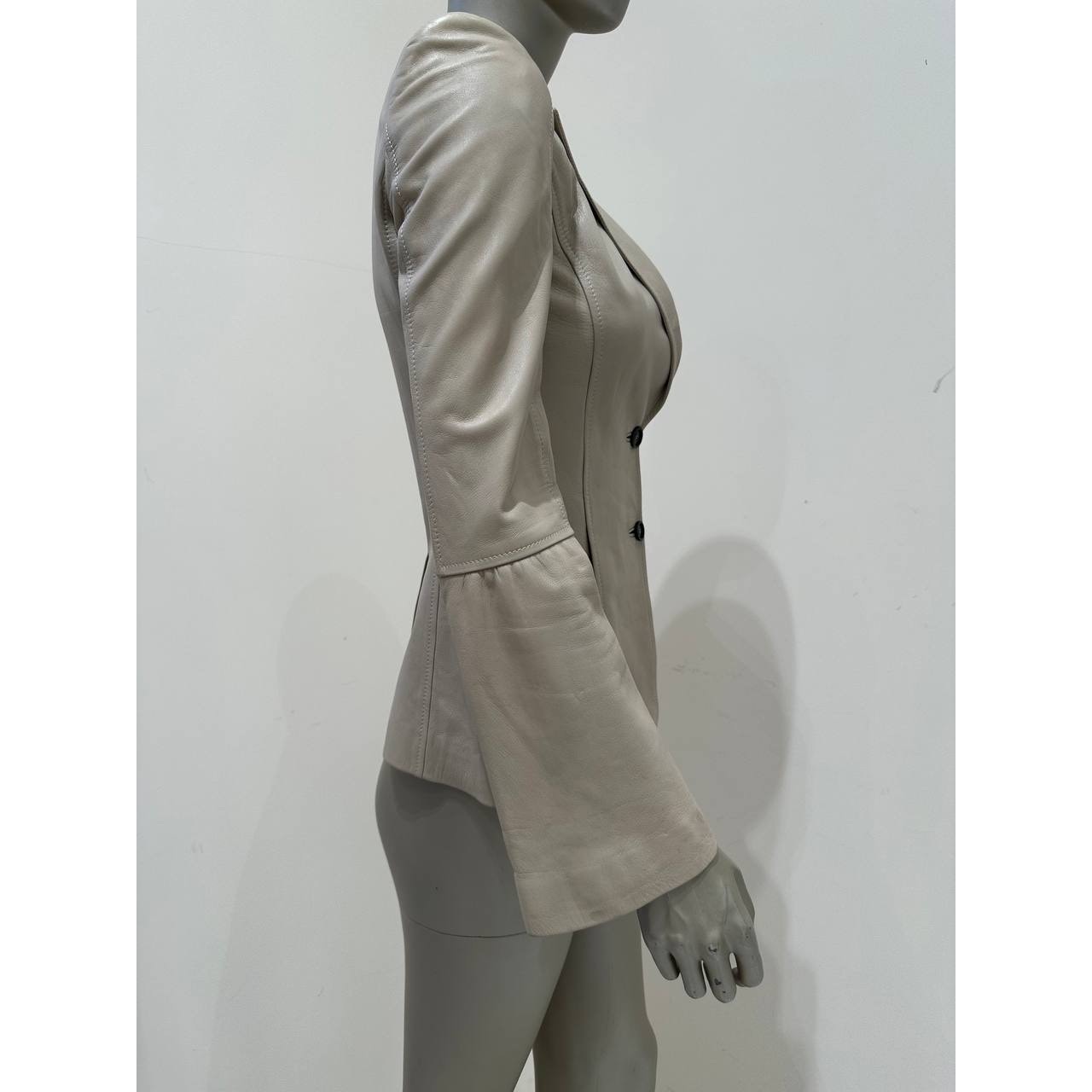 Gucci Vintage Tom Ford Era Ivory Leather Blazer Sz.38 Pre-owned
