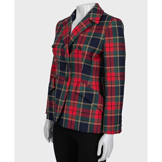 Christian Dior 2019 Tartan Fitted Wool Jacket Sz 40 pre-owned