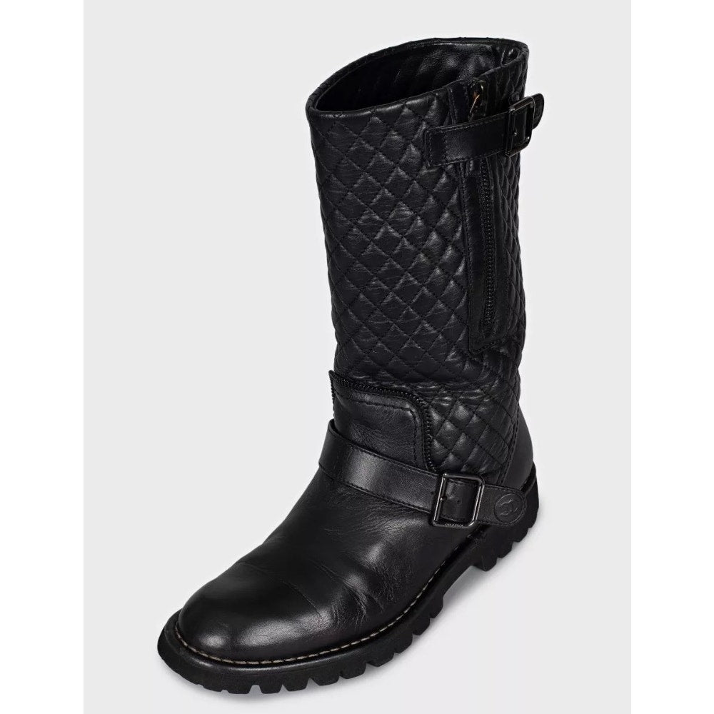 Chanel Black Quilted Leather Over-The-Knee Boots Sz.39,5 Pre-owned