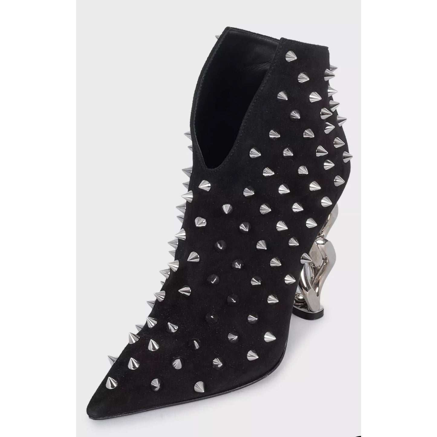 Balmain Black Suede Studded Ankle Boots EU 38 Pre-owned