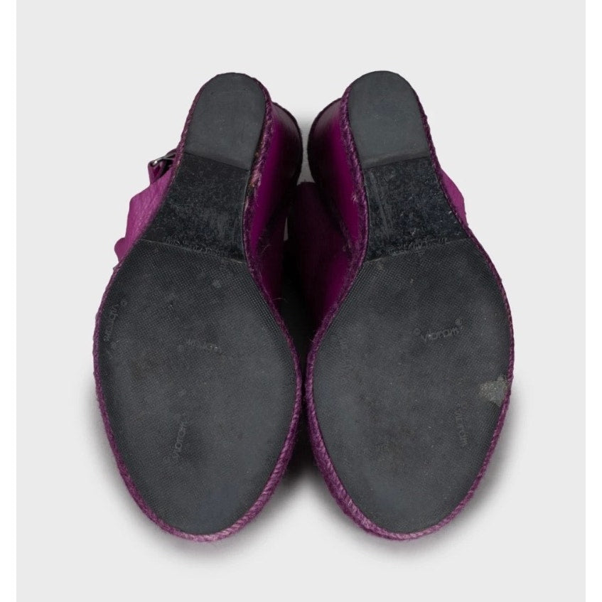Stunning Balenciaga Purple Leather Wedge Sandals - Size 36 Pre-owned