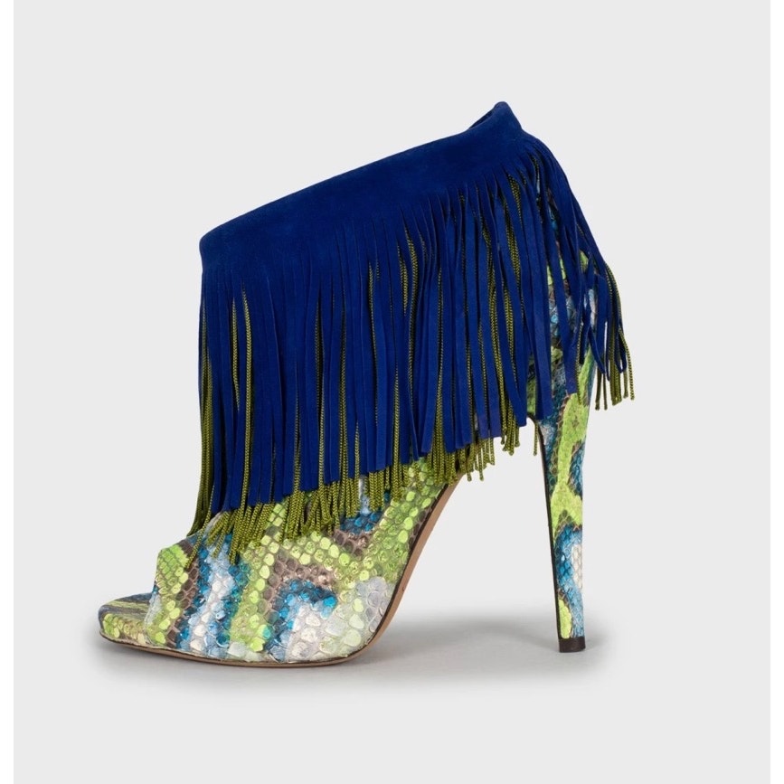 Jimmy Choo Snakeskin Fringe Ankle Boots - Size 40 Pre-owned