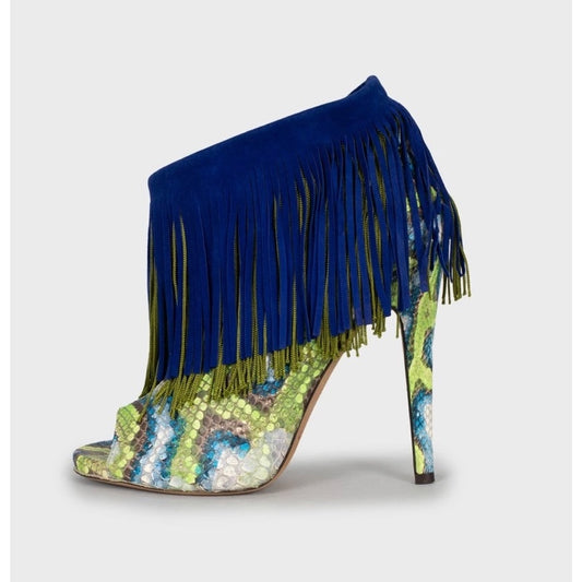 Jimmy Choo Snakeskin Fringe Ankle Boots - Size 40 Pre-owned