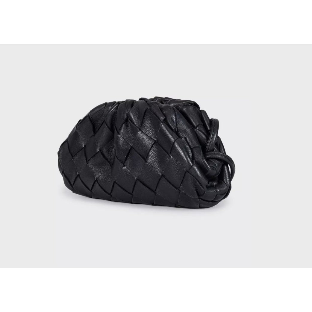 Bottega Veneta Black Intrecciato Leather Mini Pouch Bag Pre-owned