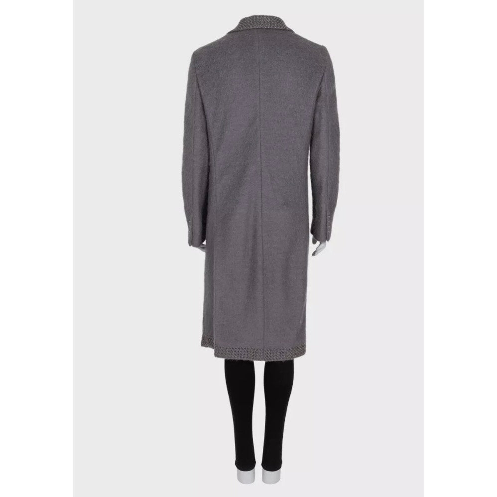 Roberto Cavalli Grey Straight-Cut Coat, Size 42 Pre-owned