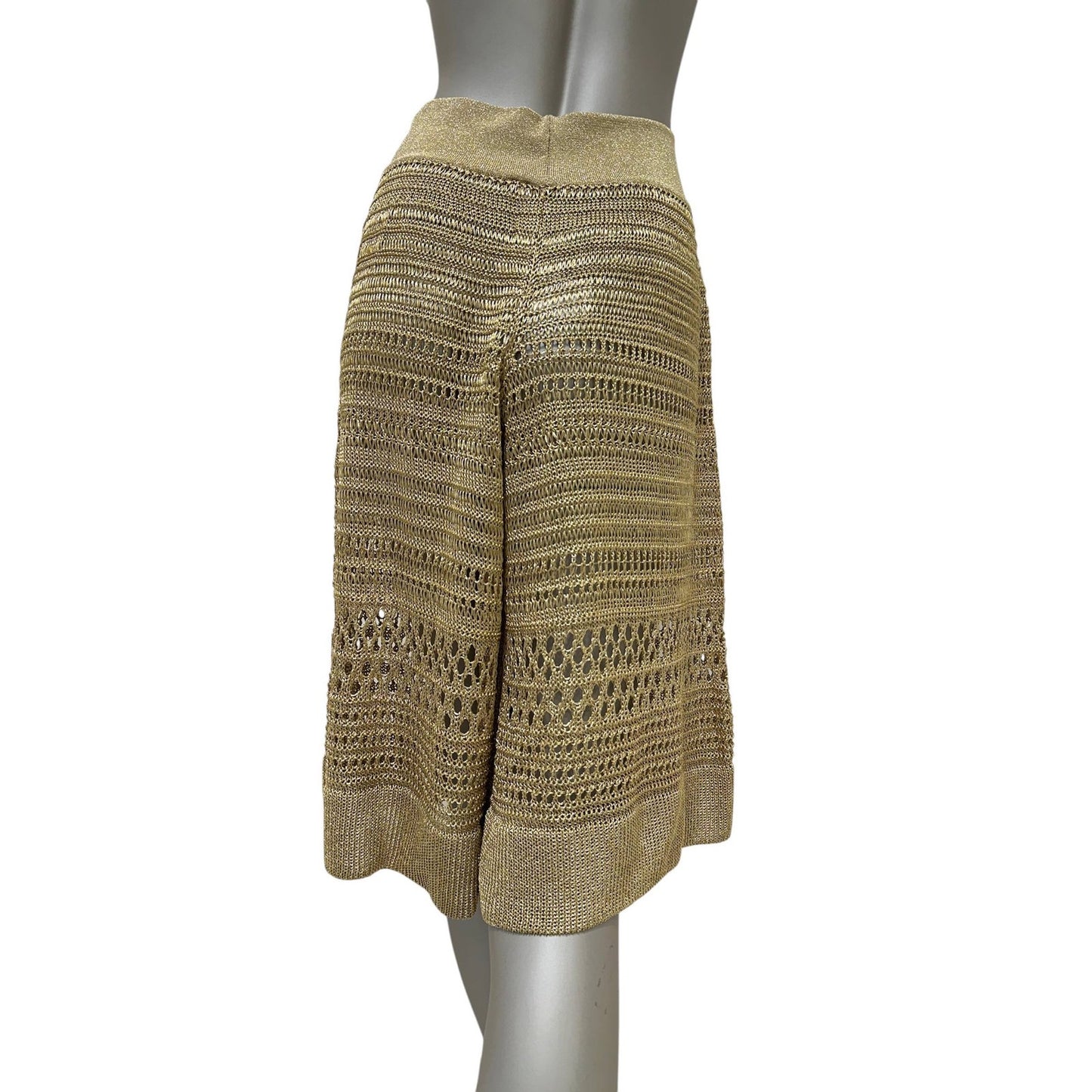 Balmain Gold Open-Knit Top & Bermuda Shorts Set FR 36 Pre-owned