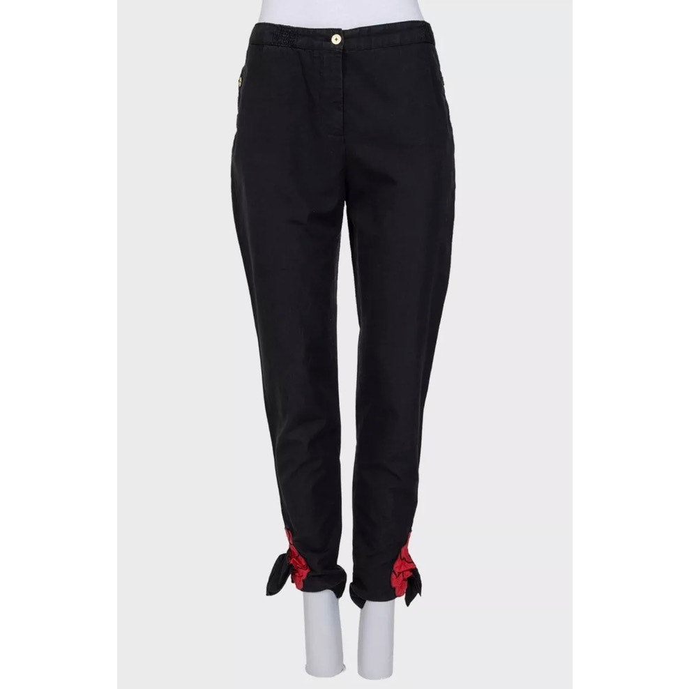 YSL Vintage Black Cotton-Silk Trousers Sz. 38 Pre-owned