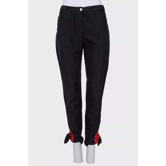 YSL Vintage Black Cotton-Silk Trousers Sz. 38 Pre-owned