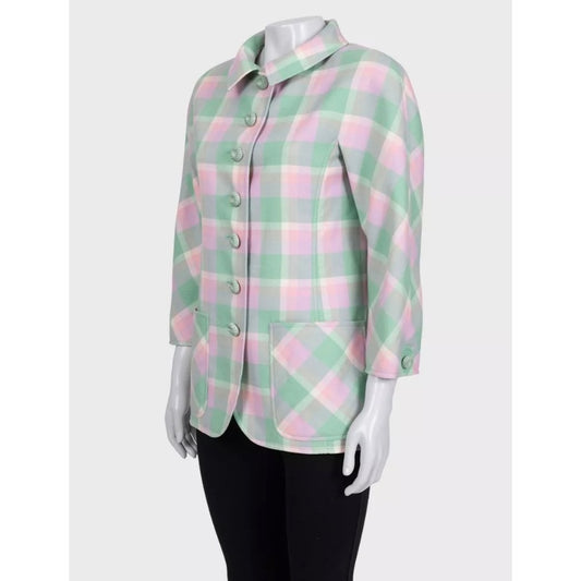 Valentino Boutique Green Plaid Cropped Coat US 6 / M Pre-owned