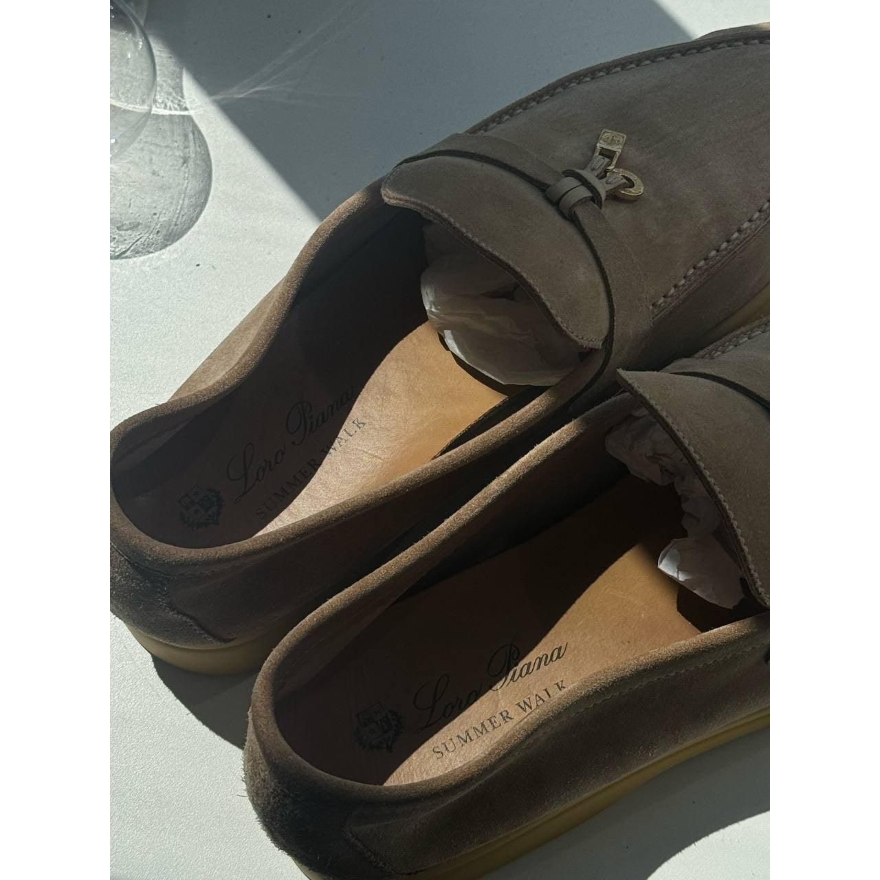 Loro Piana Summer Charms Walk Beige Suede Loafers Sz. 40 pre-owned