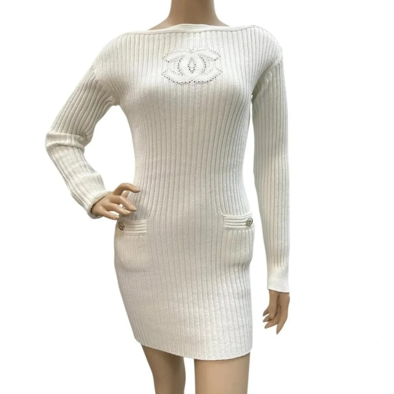 Chanel CC Logo Knited Dress Sz.34 Pre-owned