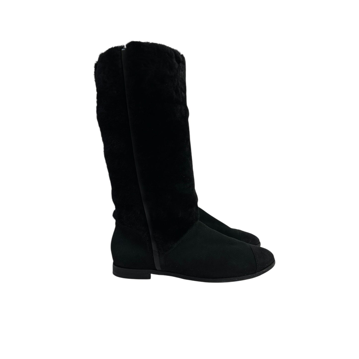 Chanel Winter Suede Fur Boots Sz.40.5 Pre-owned