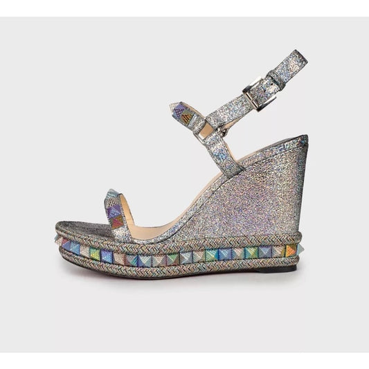 Christian Louboutin Pyraclou 110 Leather Open-Toe Sandals Sz.39 Pre-owned