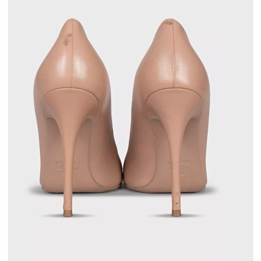Valentino Beige Leather Studded Pumps - Size 38.5 Pre-owned