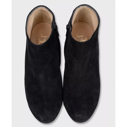 Christian Louboutin Black Suede Ankle Boots - Size 39 pre-owned