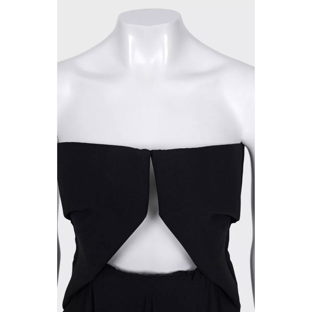 Rick Owens Open Shoulder Elegant Black Wool Dress US6/M Pre-owned