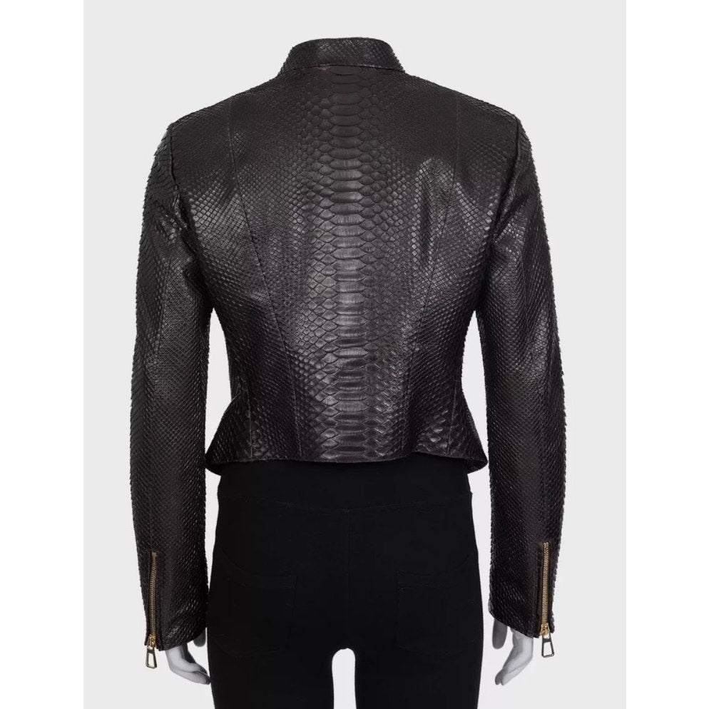 NWOT Alberta Ferretti Cropped Lambskin Leather Jacket IT44/S
