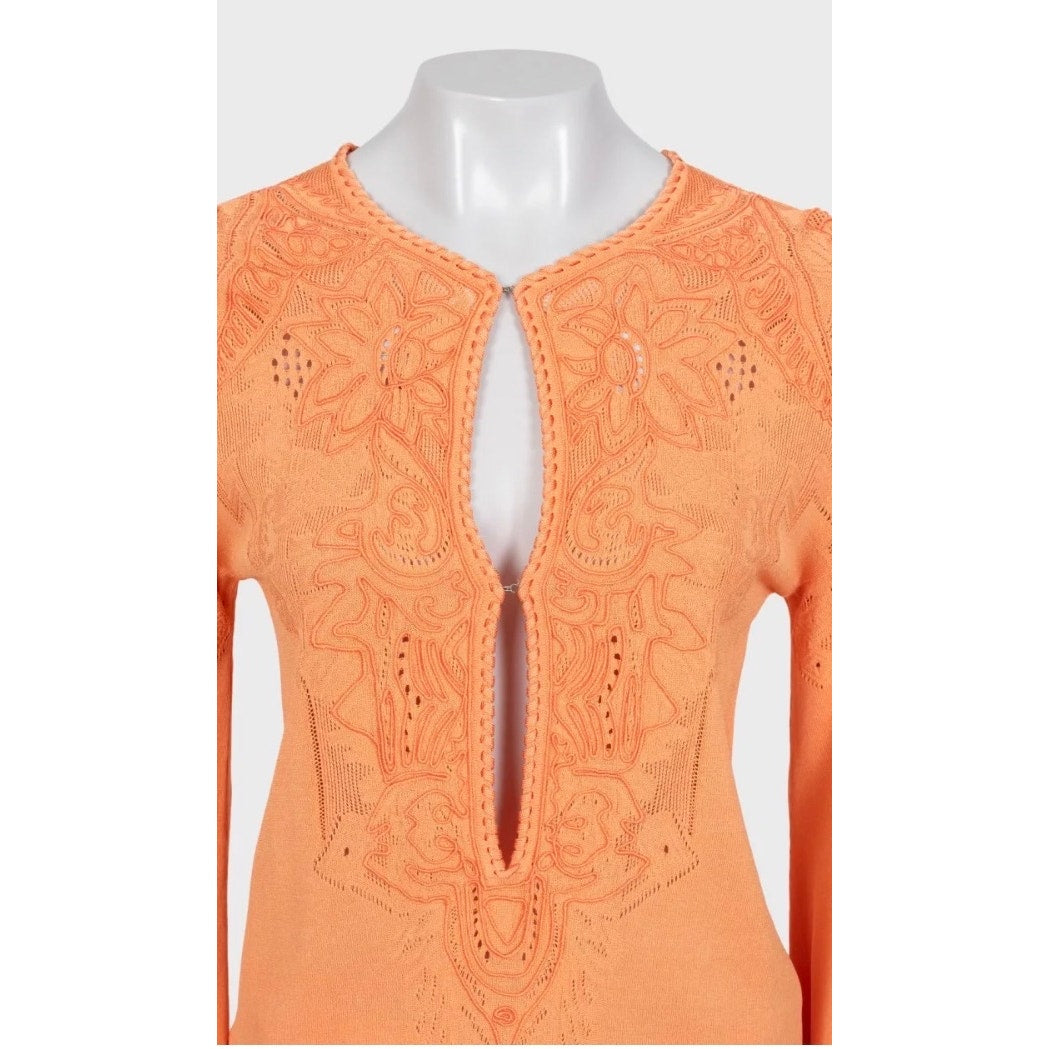 Roberto Cavalli Orange Perforated Maxi Dress EU 38/M Pre-owned