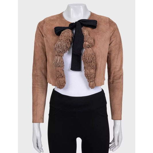Saint Laurent Brown Suede Cropped Jacket - EU 38/M Pre-owned