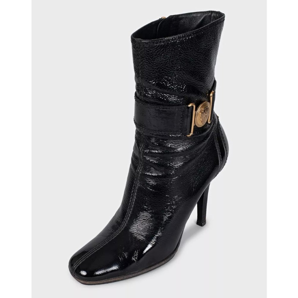 Gucci Black Patent Leather Knee High Boots EU 39 Pre-owned