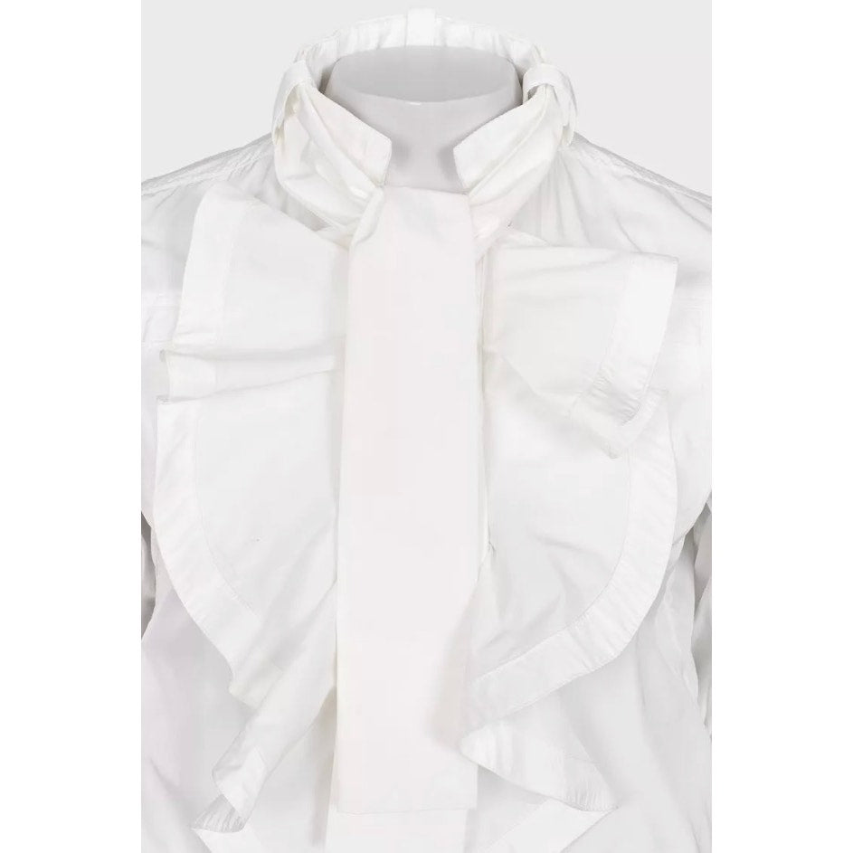 Roberto Cavalli White Ruffled Jacket - Size M Pre-owned