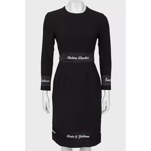 Dolce & Gabbana Black Wool Embroidered Midi Dress Sz36/XXS Pre-owned