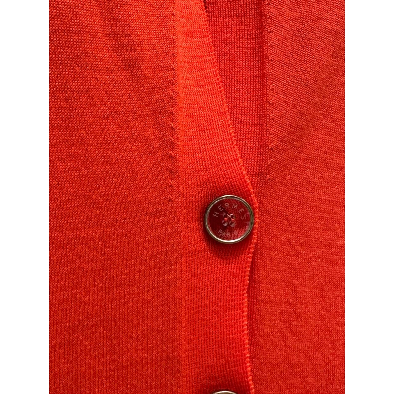 Hermès Lemaire Orange Wool Sleeveless Cardigan S/M pre-owned