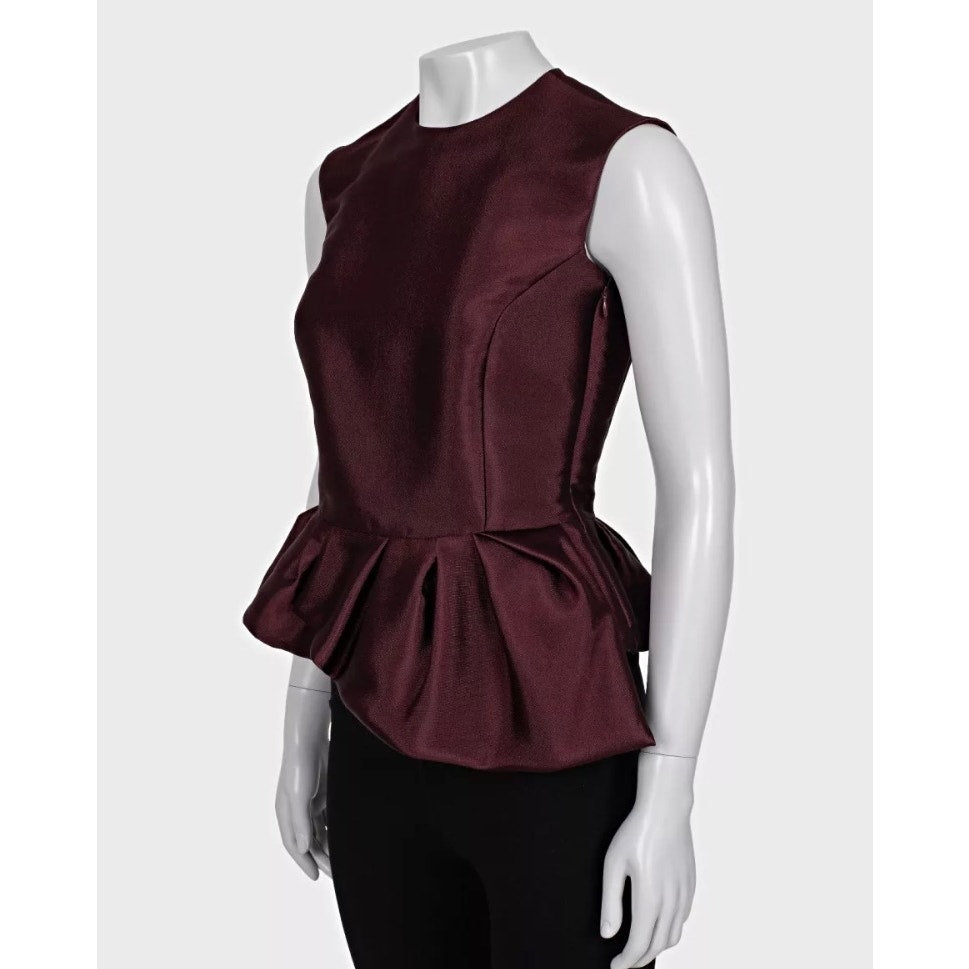 Christian Dior Burgundy Silk Blend Peplum Top - Size M / FR38 Pre-owned
