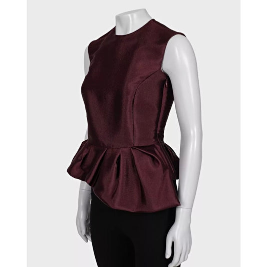 Christian Dior Burgundy Silk Blend Peplum Top - Size M / FR38 Pre-owned