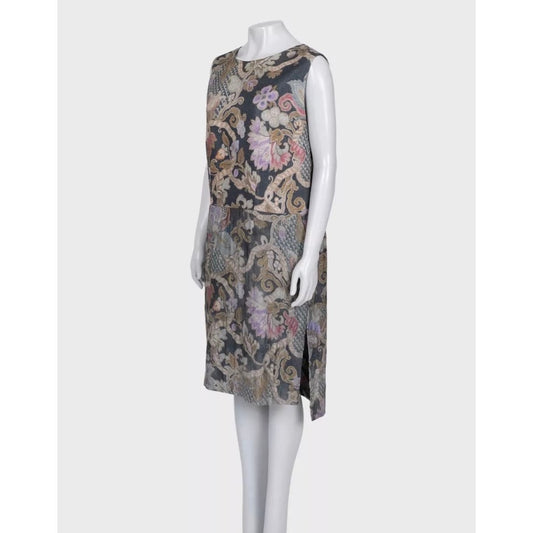 Dries Van Noten Wool & Silk Floral Print Midi Dress EU44 Pre-owned