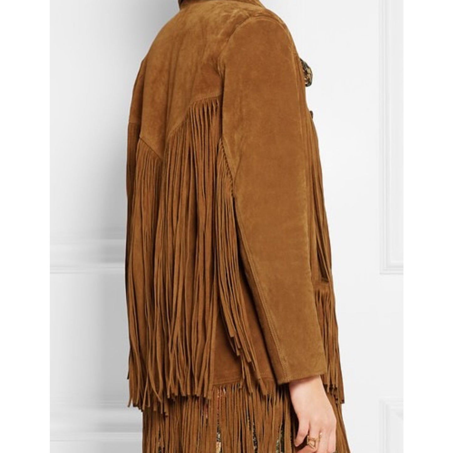 Saint Laurent Mustard Suede Fringe Jacket Sz.40 Pre-owned