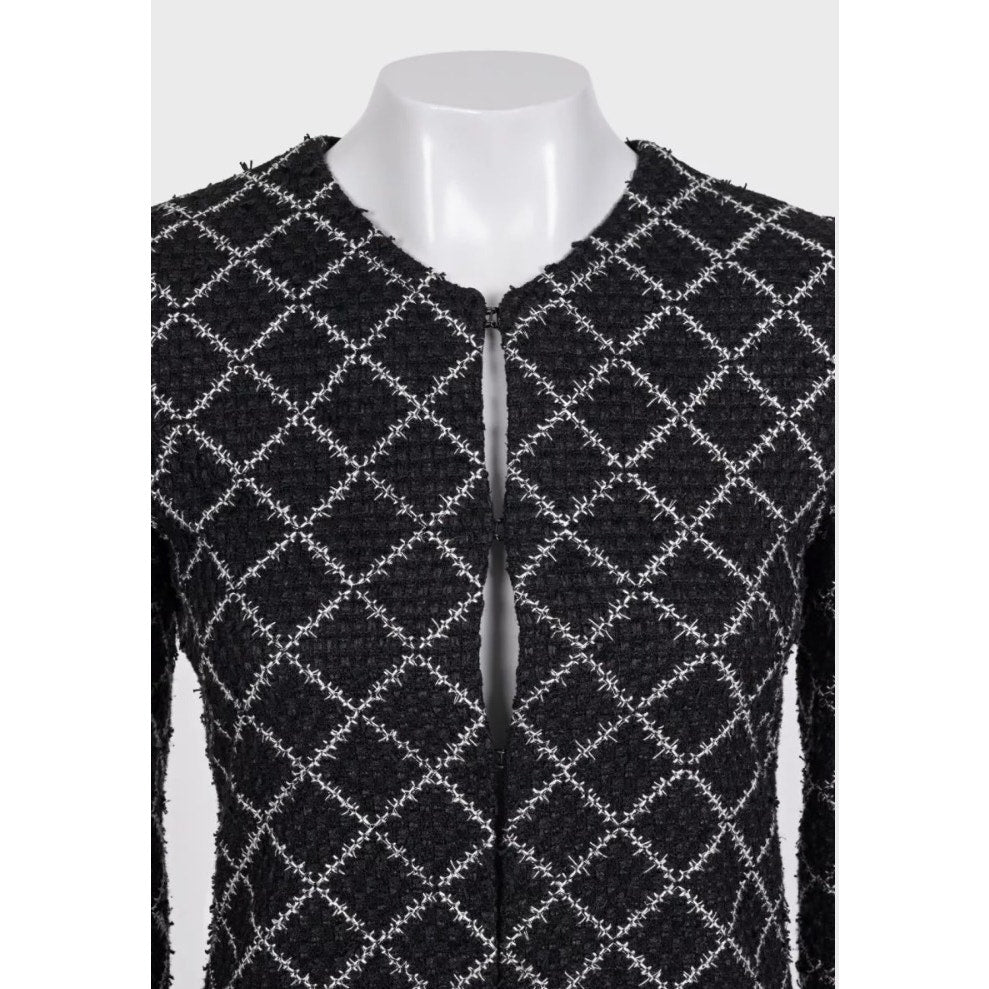 NWOT Chanel Black Printed Coat  EU34/XS Pre-owned