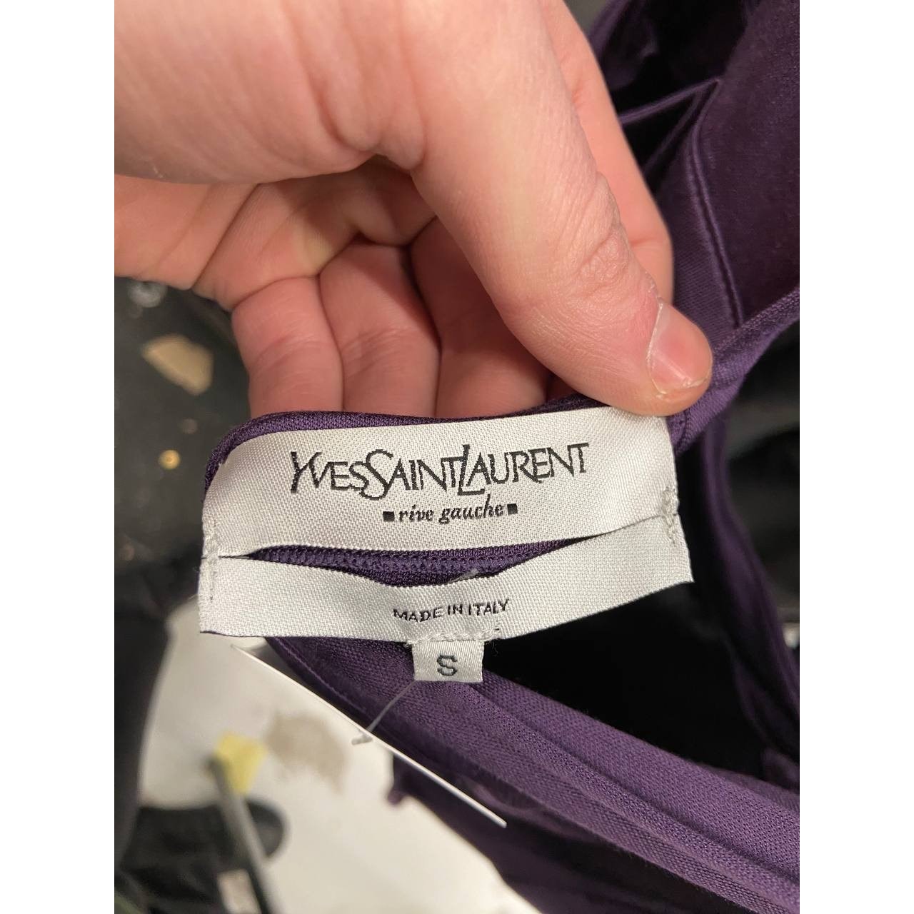 Saint Laurent Violet 100% Silk Belted Dress - Size S Pre-owned