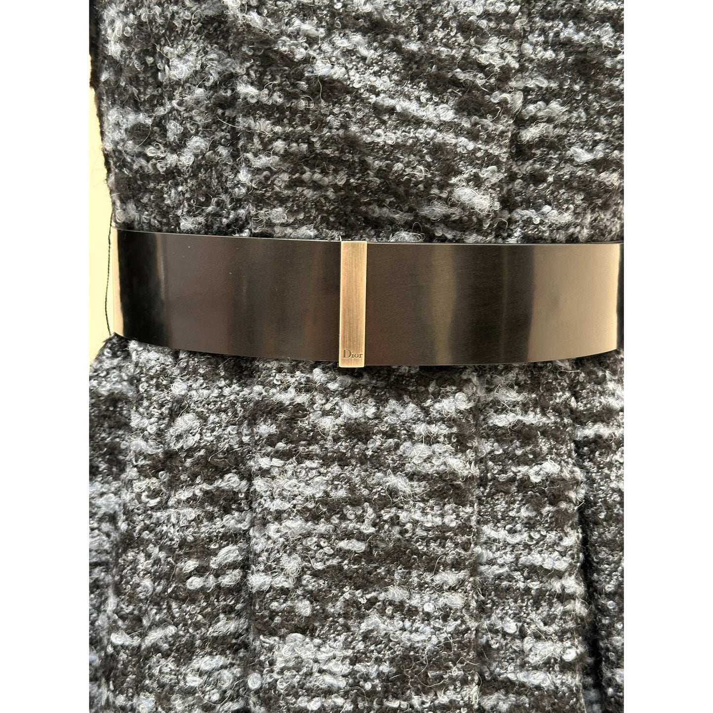 Dior Blue & Black Textured Belted Coat Dress Sz.38 Pre-owned