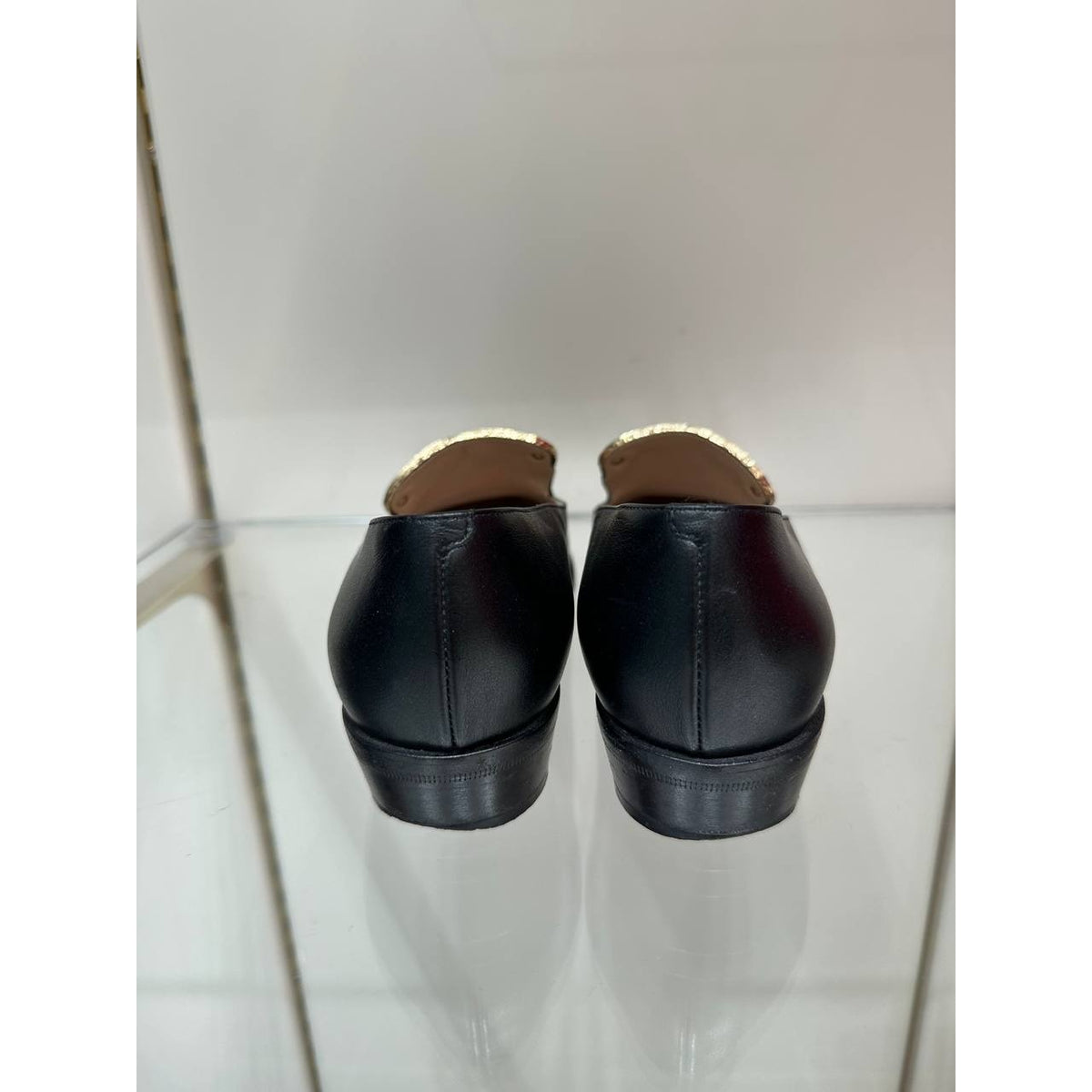 Chanel Paris Dallas Black Leather Gold Medallion Loafers Sz.37 Pre-owned