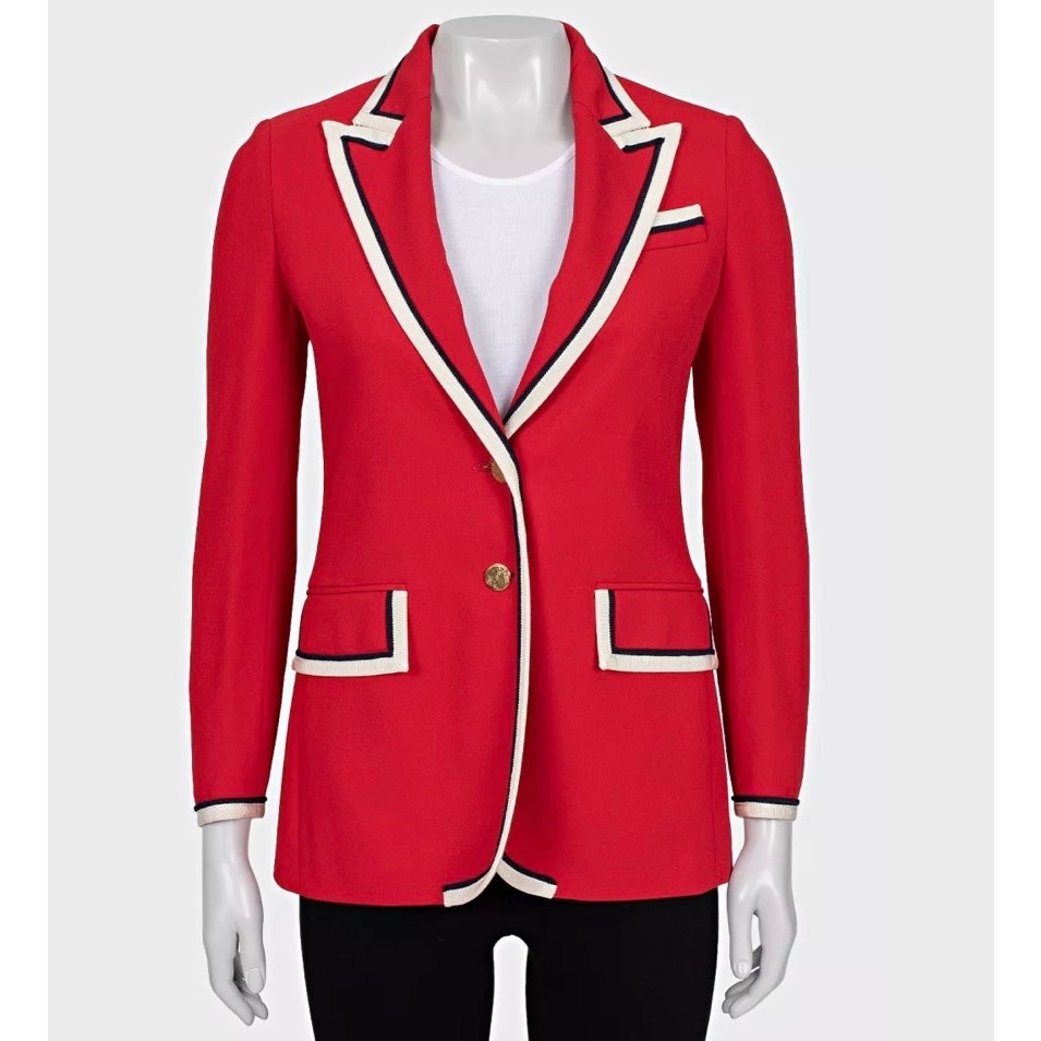 Gucci Red Fitted Jacket Contrast Trim IT38 XS Pre-owned