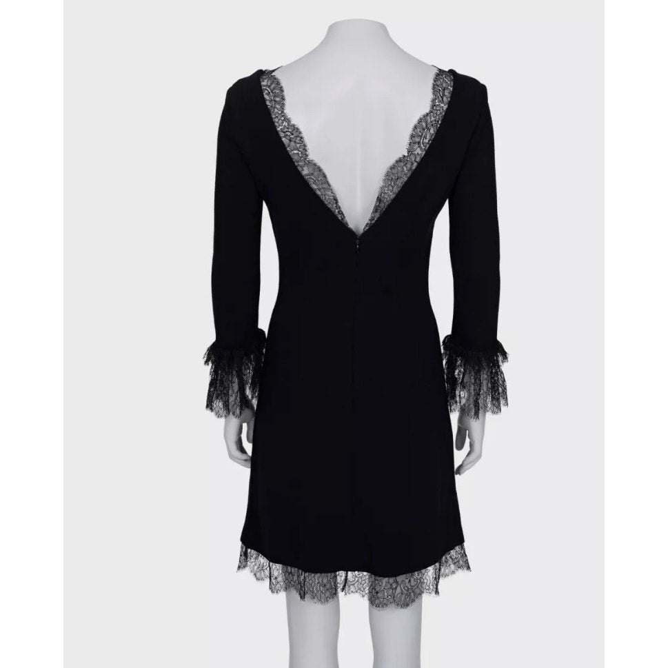 Dolce & Gabbana Black Lace Trim Fitted Dress - IT44 / L Pre-owned