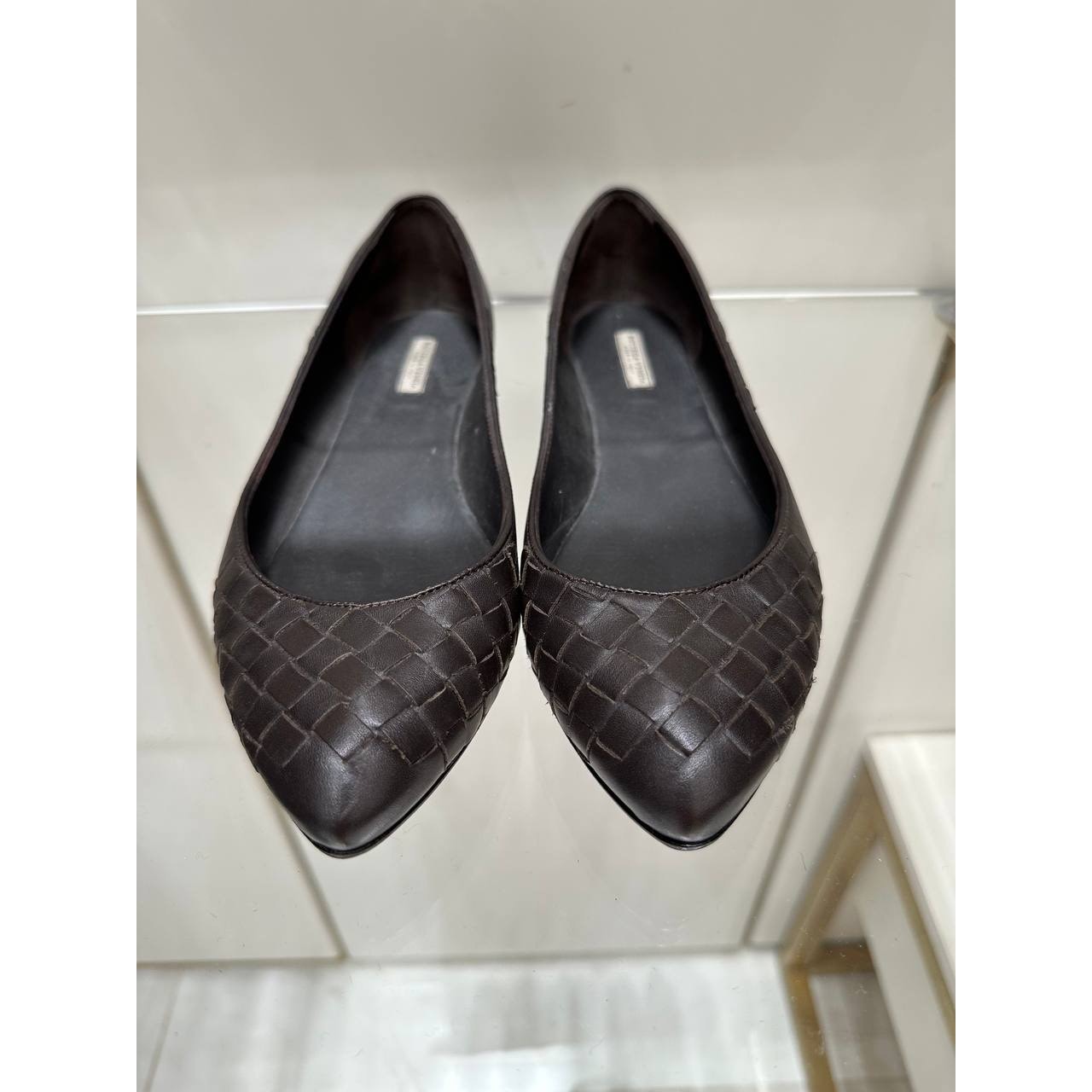 Bottega Veneta Dark Brown Leather Intrecciato Ballet Flats Sz.36 Pre-owned
